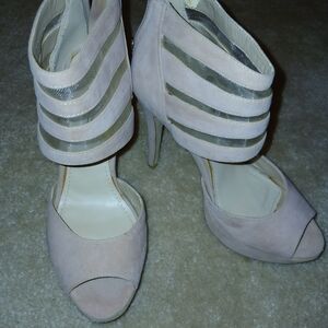Anne Michelle Light Beige Zipper Heels